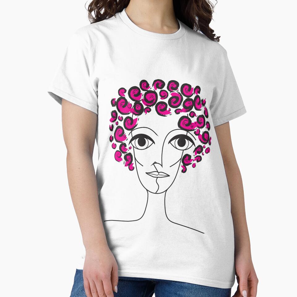 Pink Curly Lady Digital by ZoJovArt