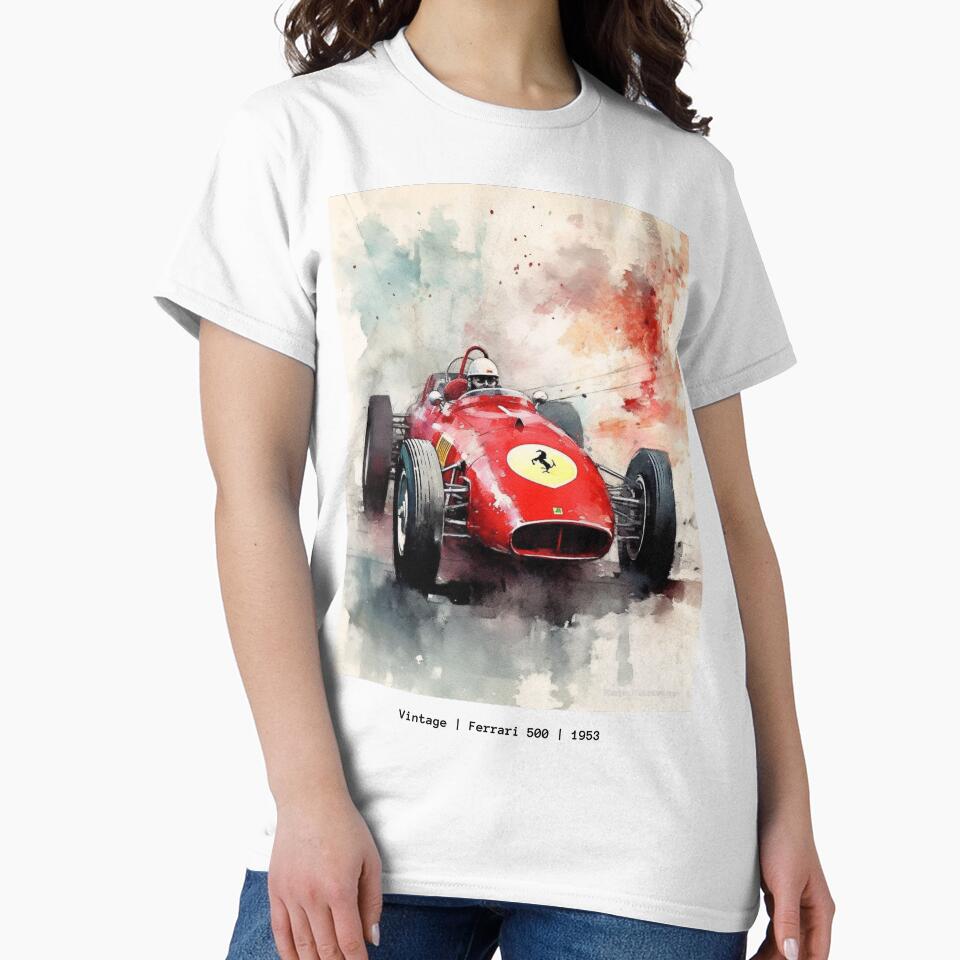 Ferrari 500 Vintage 1953 F1 Watercolour Painting Print by PicTechNowArt