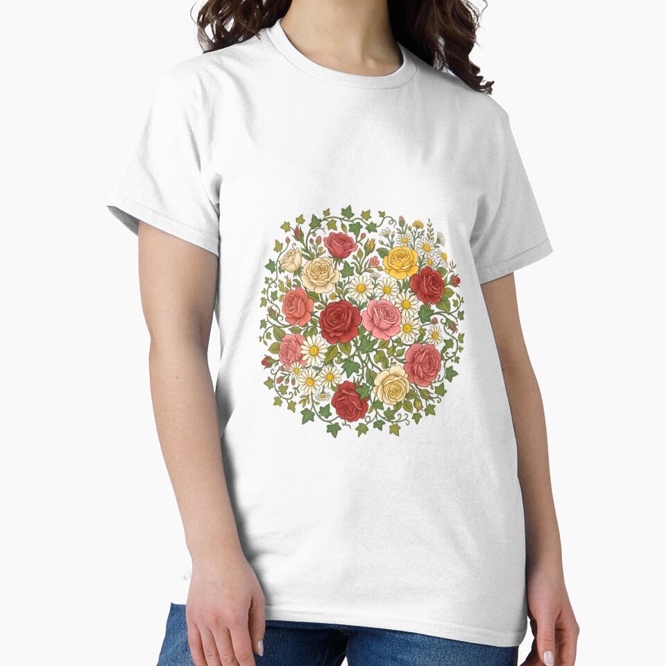Intertwined Rose Tulip and Ivy Floral Art by AlanyaArtX