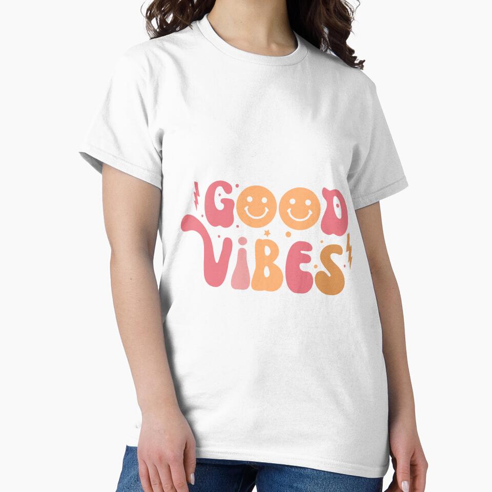 Good Vibes Smile Retro Groovy Colorful Block Letter Design by redbubbleart18