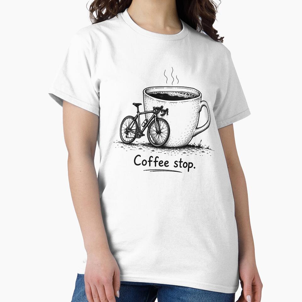 Coffee Stop Funny Cycling Coffee Lover Bicycle Ride Design by MonkiFlipp