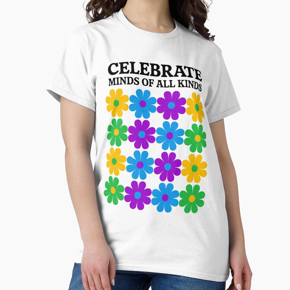 Celebrate Minds of All Kinds – Retro Floral Positivity - Mental Health Awareness - Non stimulating color palette by pixelated_echoes