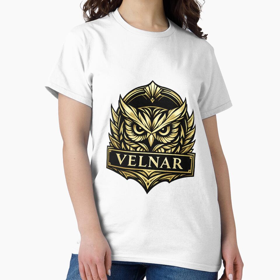 VELNAR Golden Owl Luxury Graphic Tee by Ikkipass Enterprises