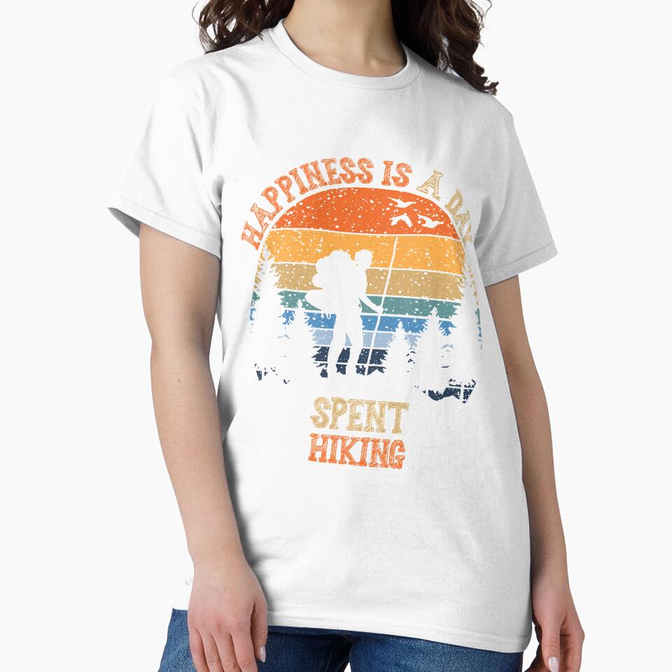 Happiness Is A Day Spent Hiking Funny Vintage Hiker Adventure Outdoor by VintagePathway