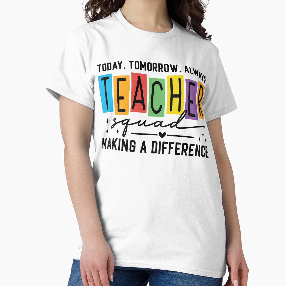 Teacher Squad Making a Difference Colorful Appreciation Quote Design by PatternCouture