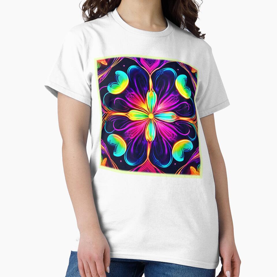 Vivid Neon Floral Mandala Art by Health And Fitness Posts e-Store
