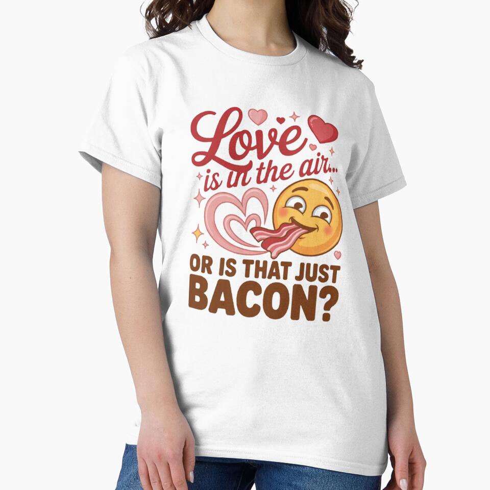 Funny Humor Design Love Is In The Air Or Is That Just Bacon? by fantasticdesign