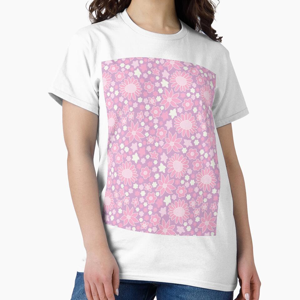 RETRO FLOWER POWER PINK AND PURPLE by blomastudios