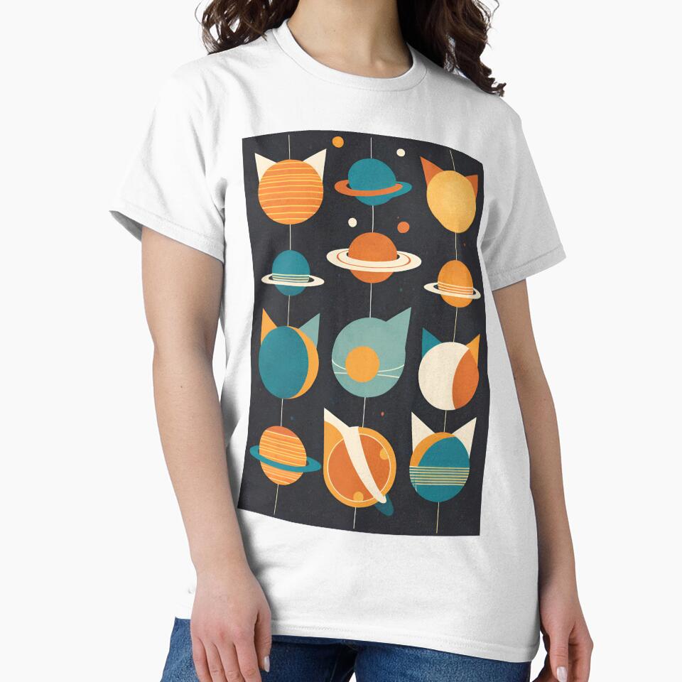 Mid-Century Retro Futurism Cat Planets Poster: A Playful Cosmic Exploration by Barbzzm