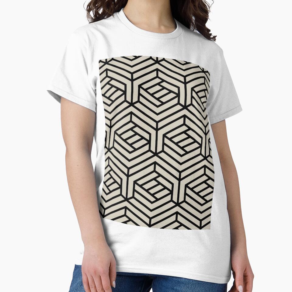 Black and Beige Cube Geometric Shape Pattern Pairs DE 2022 Trending Color Bay Salt DET642 by ColorOfTheYears
