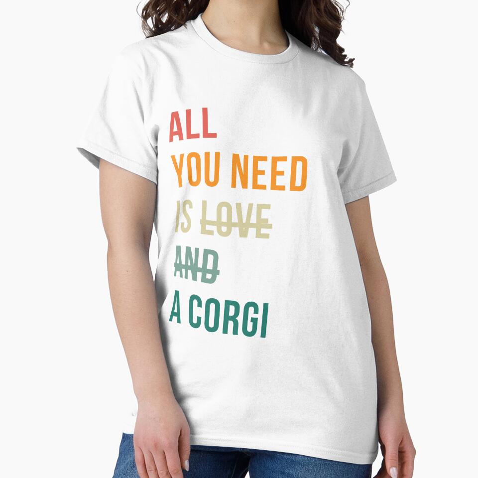 Retro all you need is love and a Corgi dog breed design by 29Bumblebee