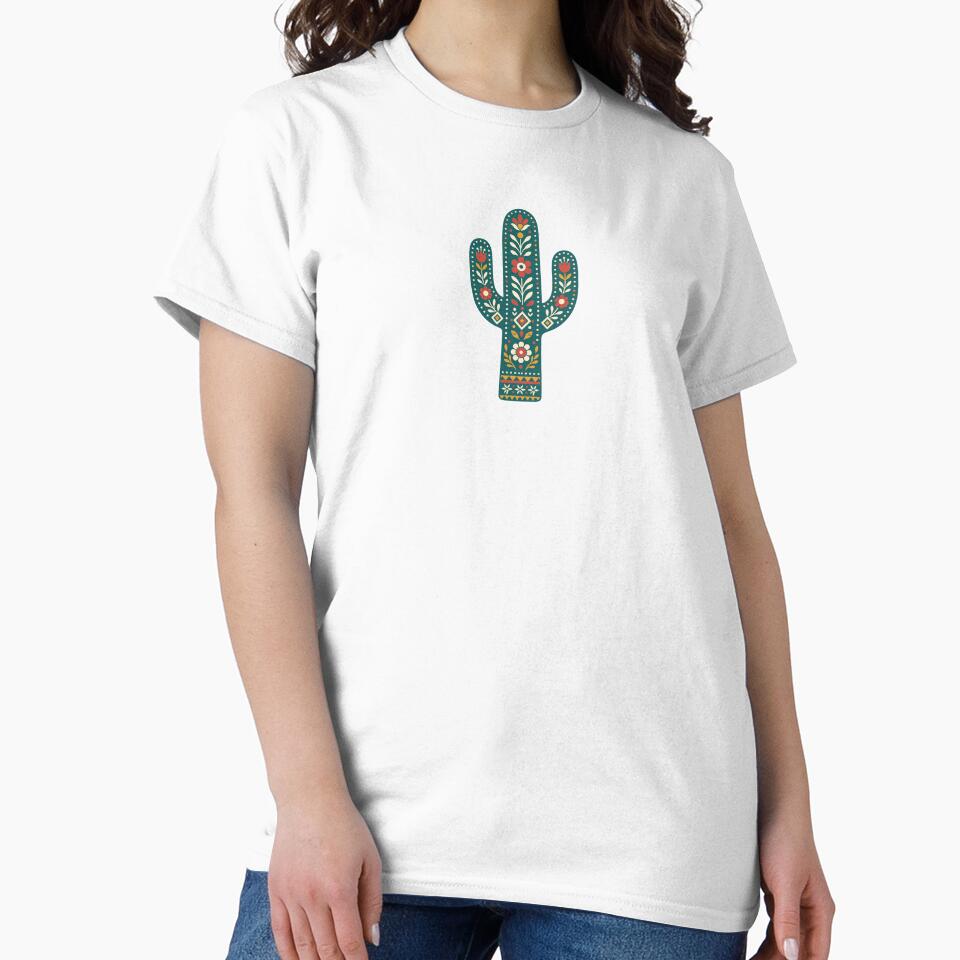 Scandinavian Folk Art Cactus Illustration | Nordic Floral Desert Boho Design by SimplyJasper