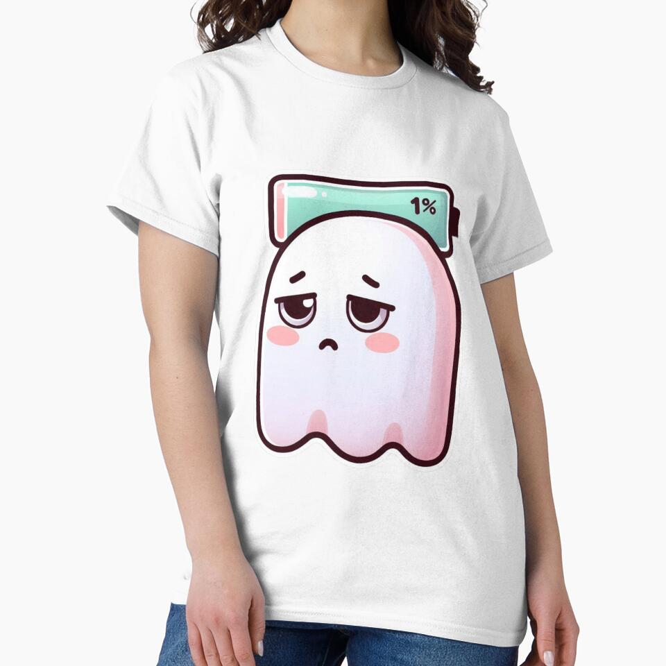 Ghost Low Battery 1% – Cute Introvert Ghost Minimal Design by Low Battery Society