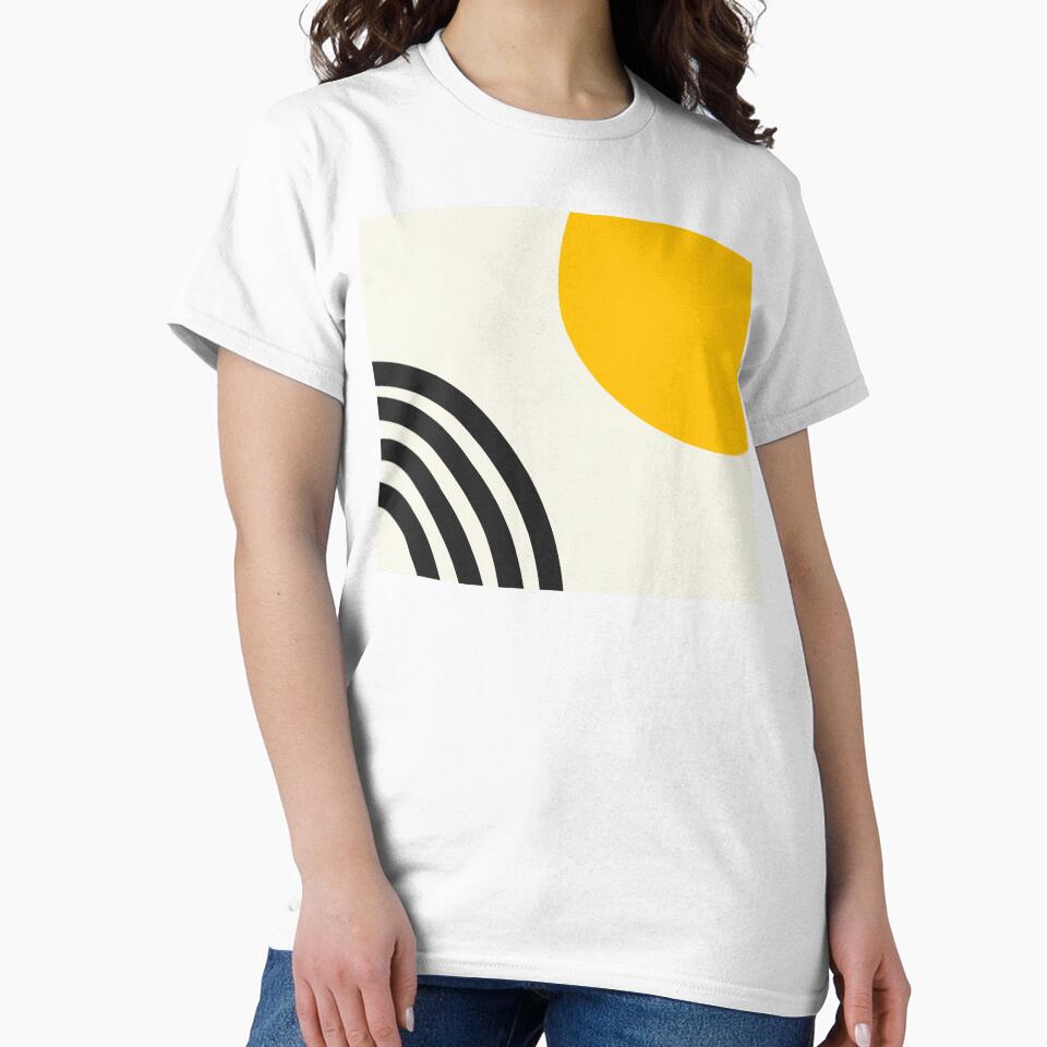 Mid century modern circle and lines in yellow by CherieTree