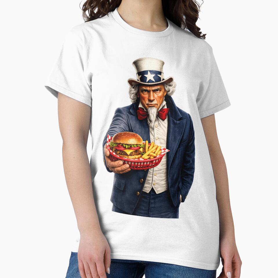 Funny Burger Lover Uncle Sam Patriotic BBQ Fast Food Humor Design by TheTrendsDesk