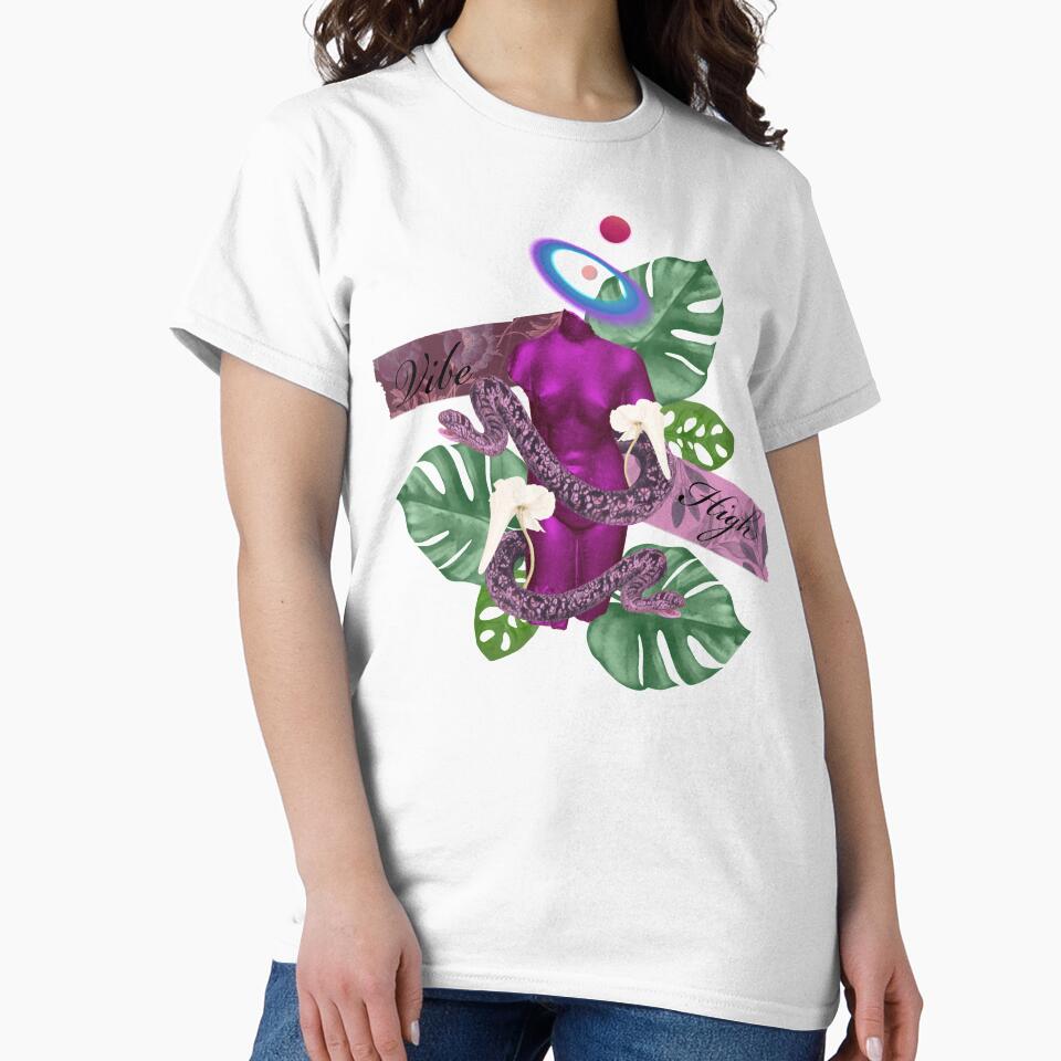Vibe high Greek  stone and nature with snakes and trippy flower 3 purple by VantaTheArtist