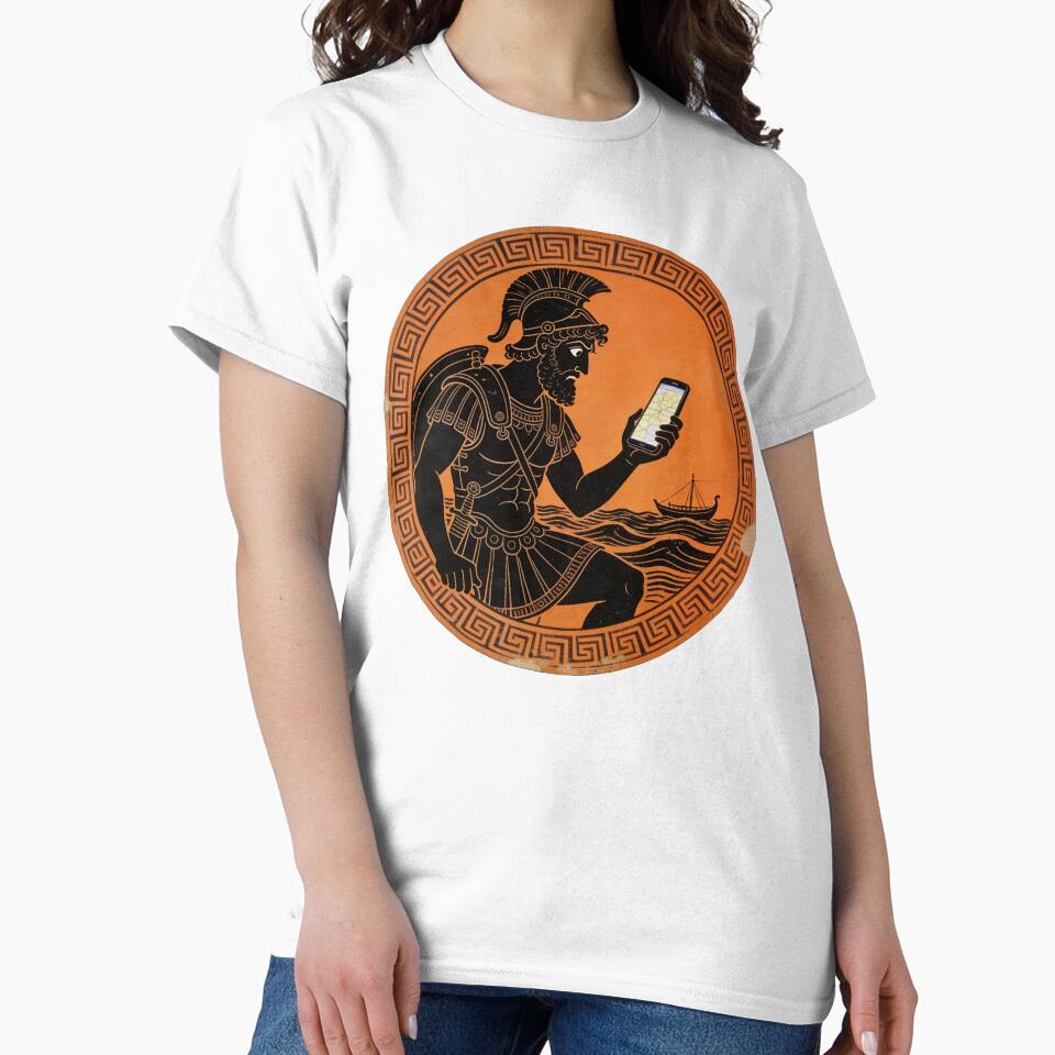 Odysseus Google Maps Recalculating 10 Year Route - Funny Greek Vase Art by HistoricHumor