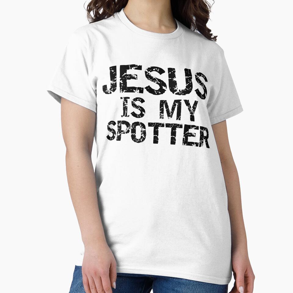 Funny Jesus is My Spotter Funny Workout Quote by TNDesignStudio