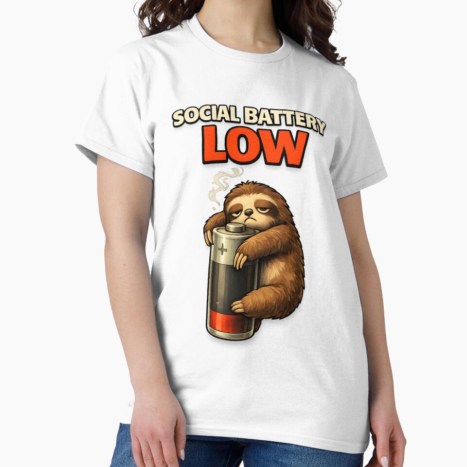 Social Battery Low Introvert Sloth by Stikaro