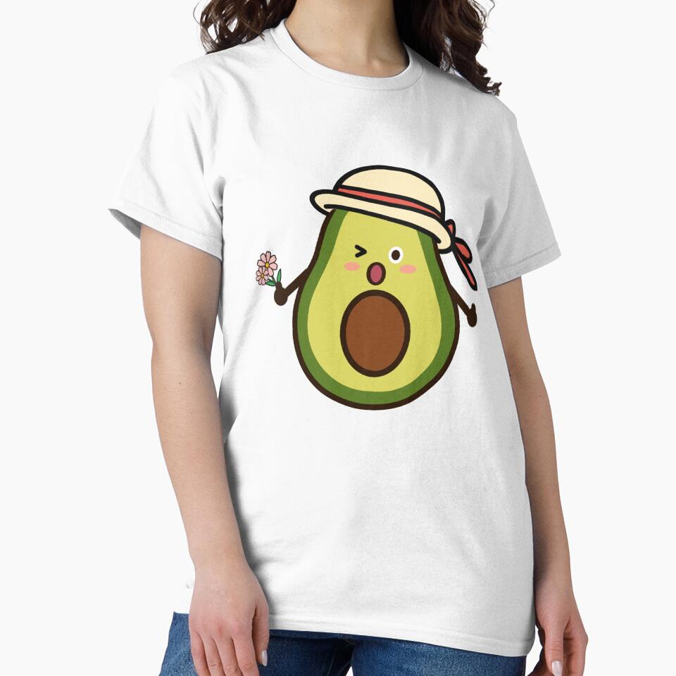 Cute Avocado Holding Flowers | Kawaii Gardening Avocado Cartoon by SunCraftStudio