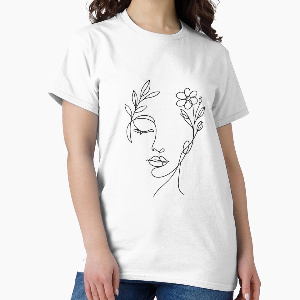 Botanical Line Art Face – Minimal Nature Portrait by Napini
