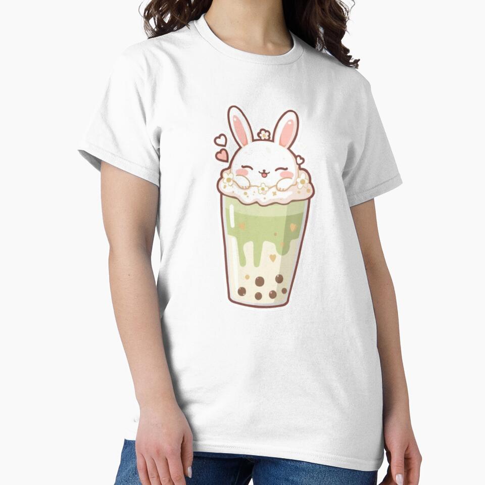 Adorable Bunny in Matcha Latte | Kawaii Café Sticker by Stylestickers55