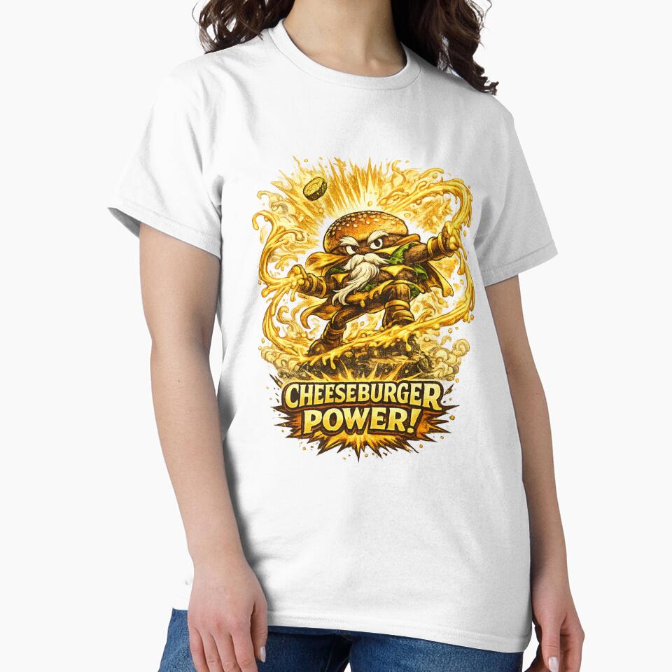 Cheeseburger Power Super Hero Burger Vintage Graphic by irfanshikh
