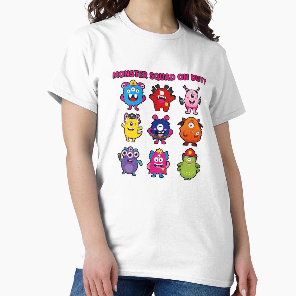 Monster Squad On Duty Cute Cartoon T-Shirt - Funny First Responders Graphic by morning sun