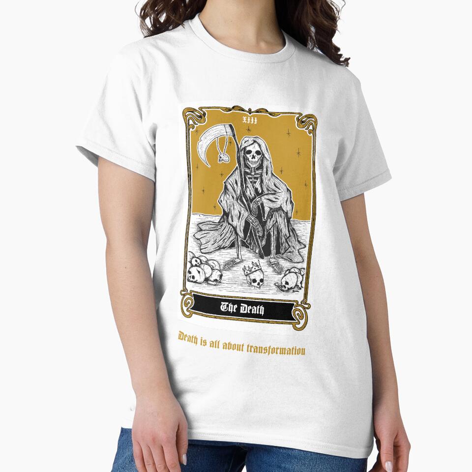 The Death Tarot Card Halloween Vintage Grim Reaper T-Shirt by bradandchloe
