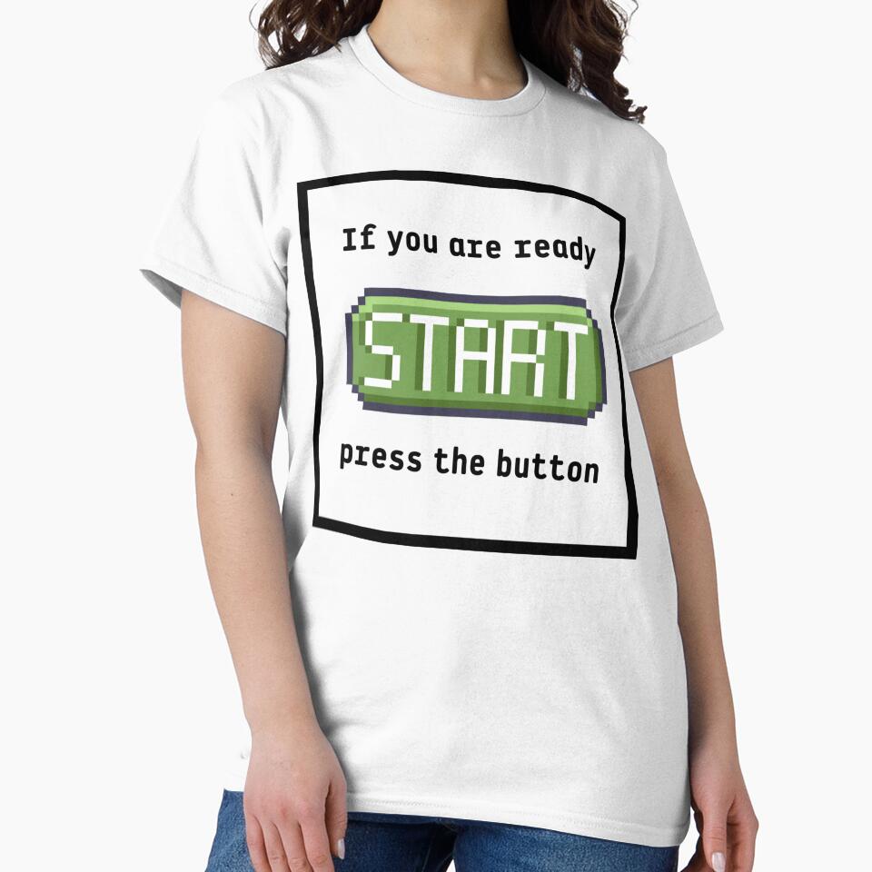 Press the start button (frame)  - Retro gaming experience  - Text based design - Black text by Nemesiscrowd