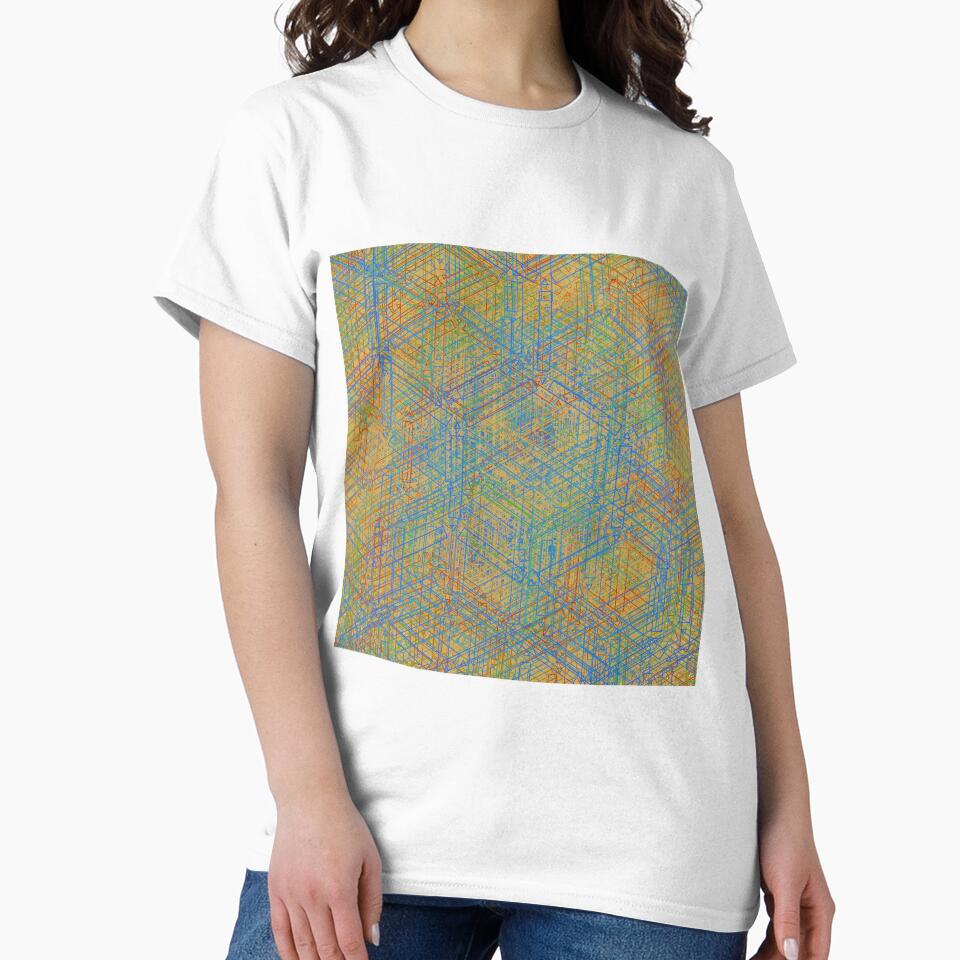 Abstract Isometric Geometry Maze – Retro Futuristic Blueprint Art by vasanthrajark
