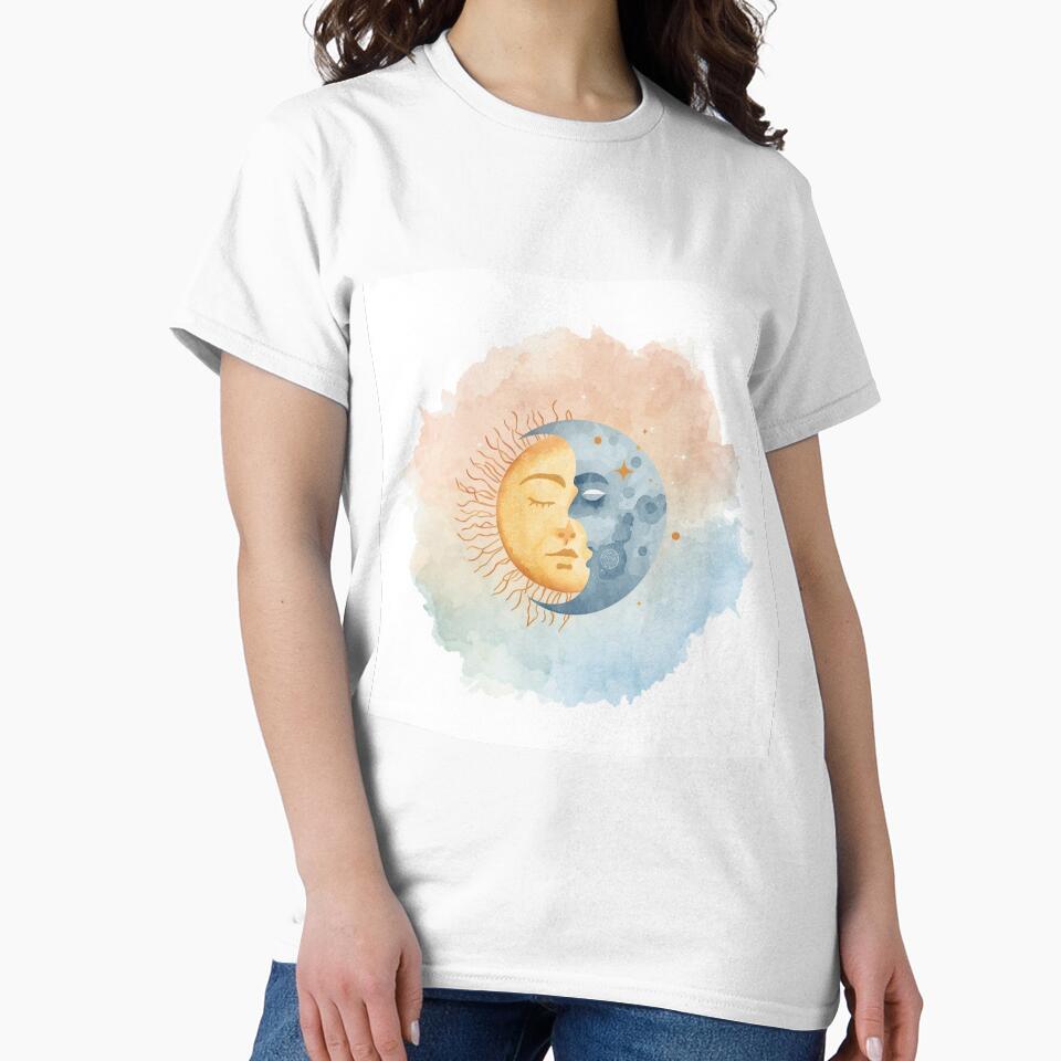 Sun and Moon Celestial Illustration – Mystical Aesthetic Art by Saynix