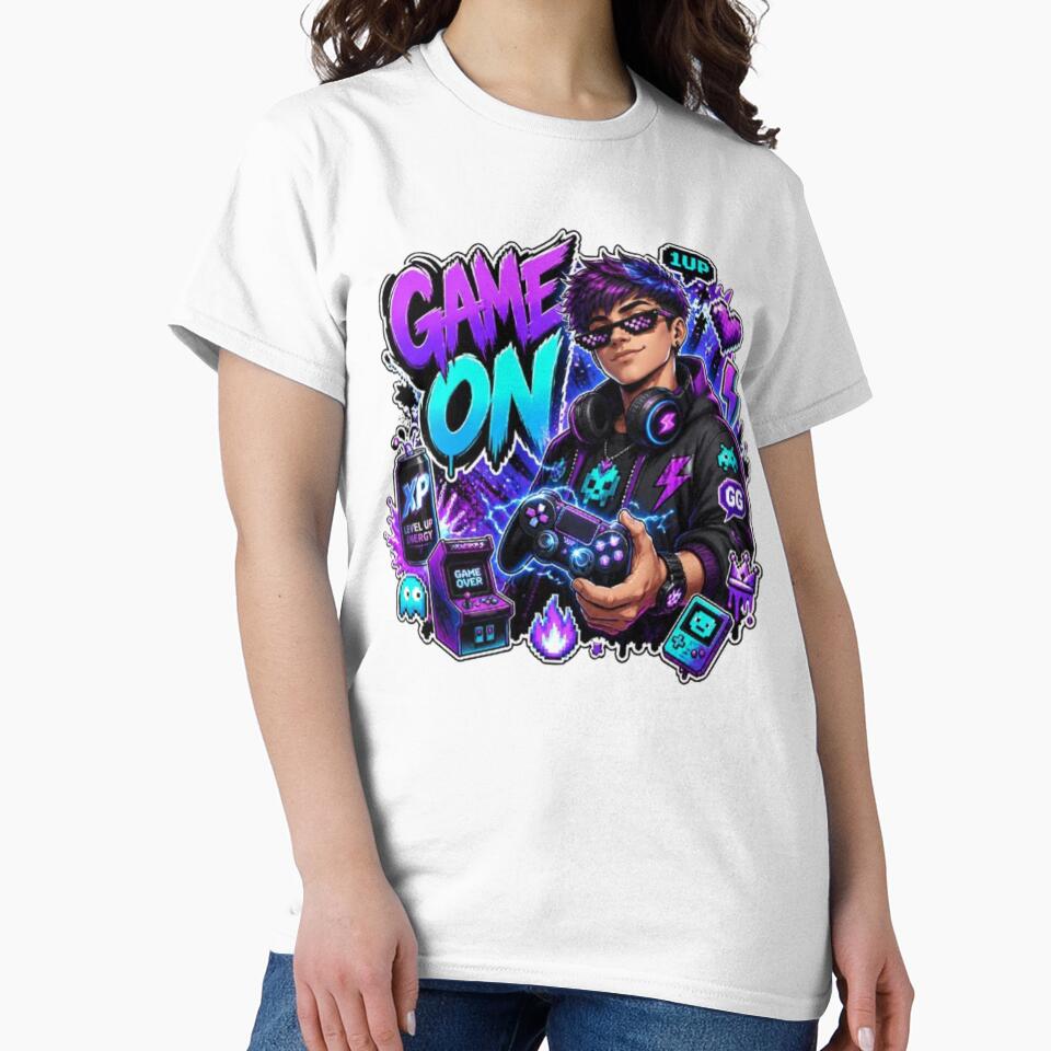 GAME ON Gamer Graphic | Esports Neon Sticker & T-Shirt Design by Stylestickers55