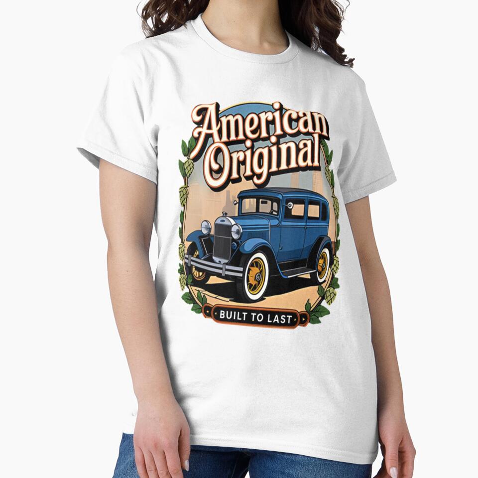 Model A blue Vintage American Classic Car by HyphThonia