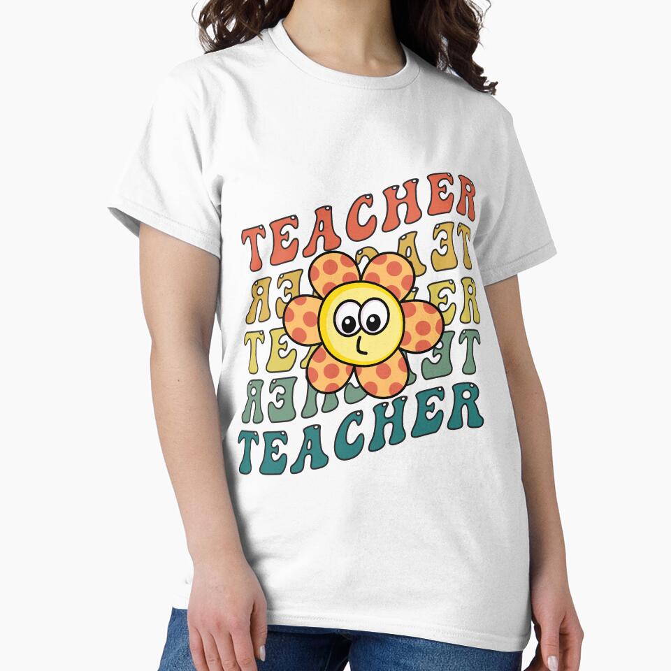 Retro Teacher Daisy Colorful Pre School Elementary School Teacher by Countrysmart