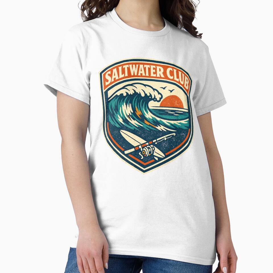 Saltwater Club Surf & Fishing Sticker – Vintage Gulf Coast Wave Decal by Fierce Wave Supply Co.