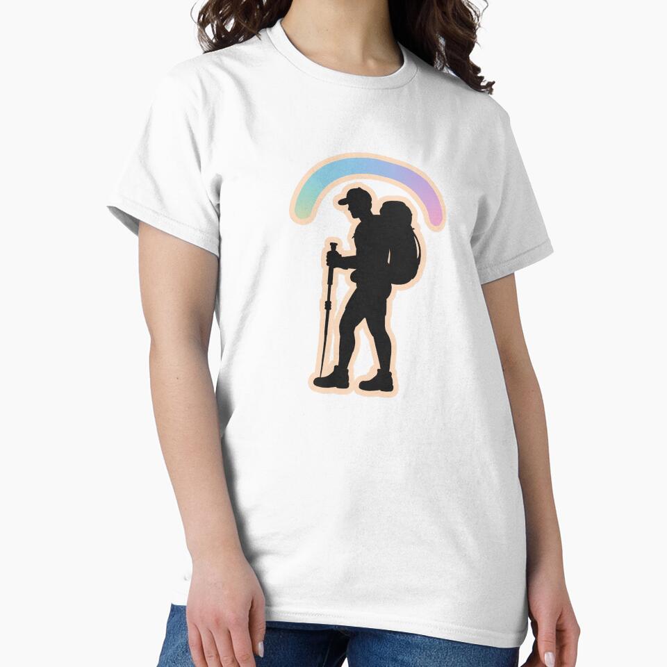 Hiker Silhouette Minimal Hiking Sticker by TrendMorphic