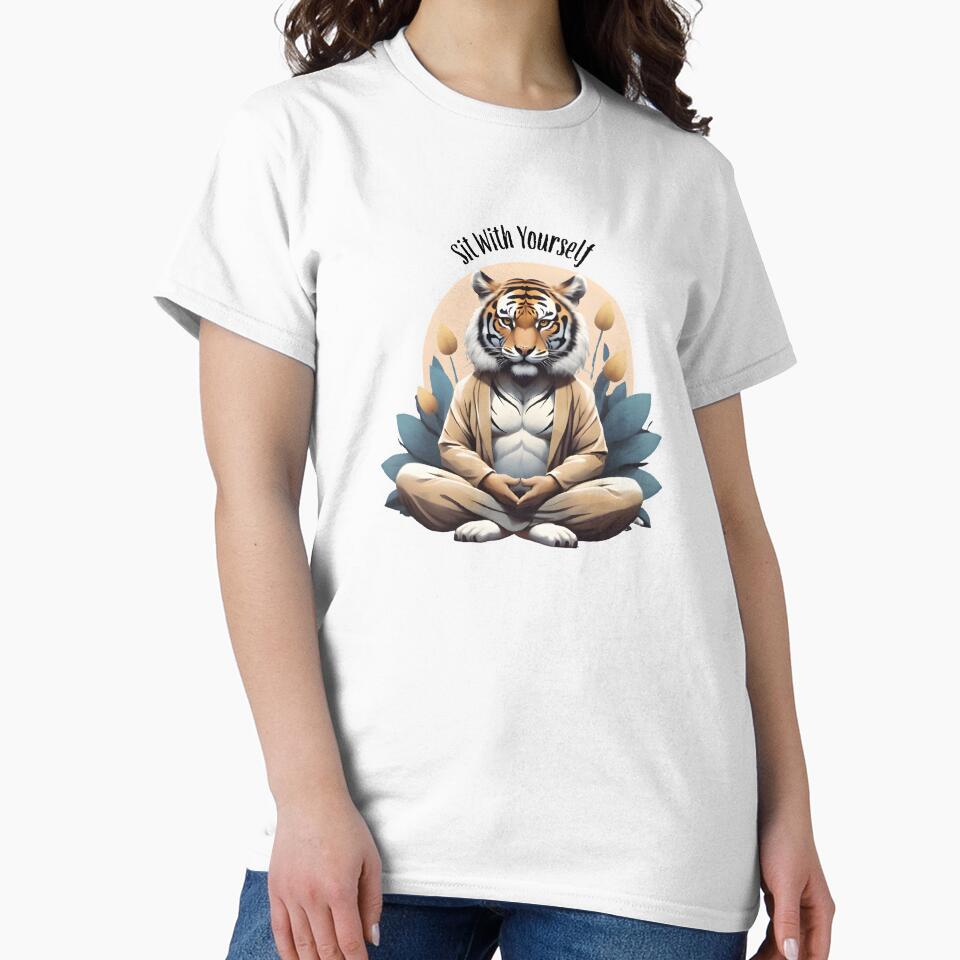 Tiger Meditation T Shirt For Spiritual Lovers by Apotheosis by Irie Meraki