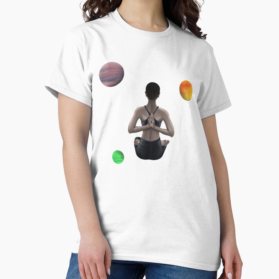 Meditating woman in space by TreasurePlanetV