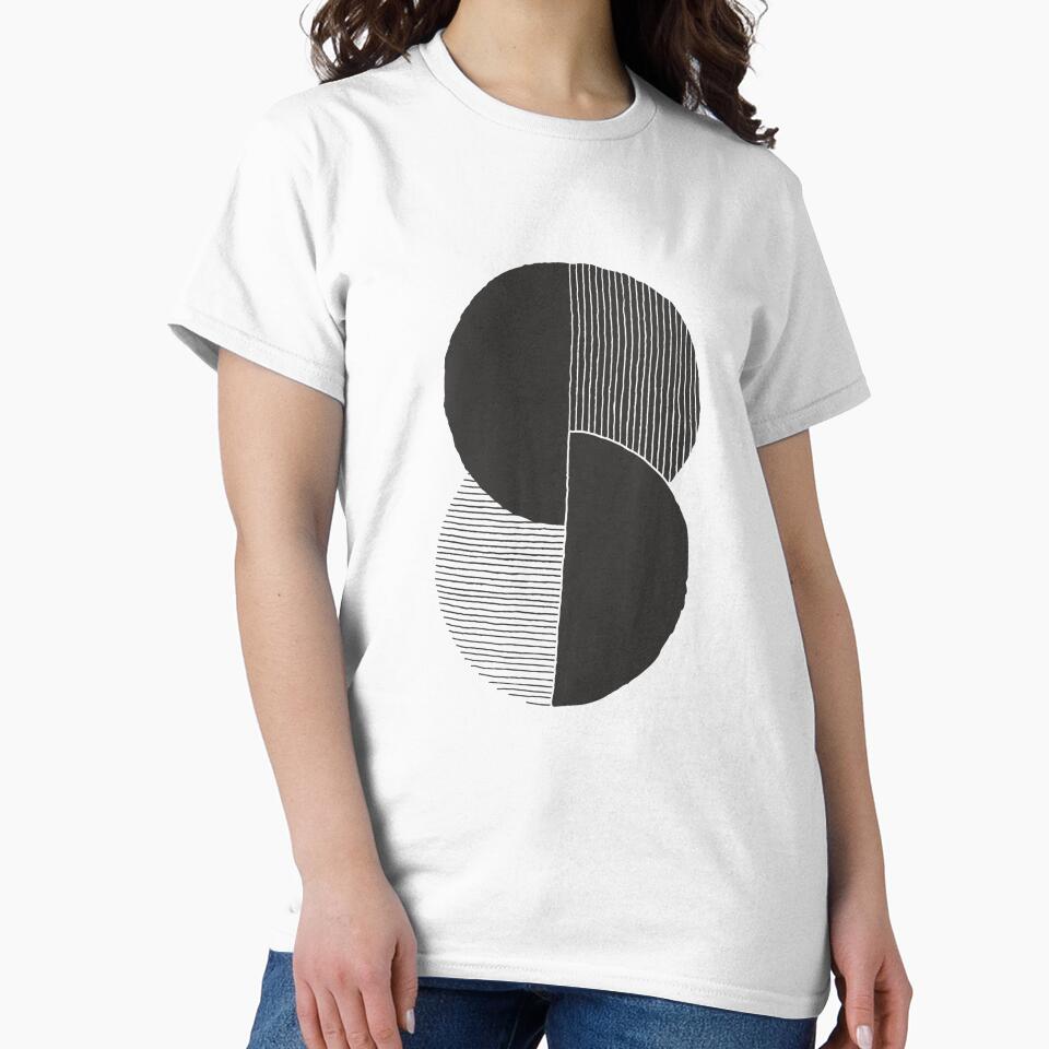 Circle B&W Pieces Abstract Geometric #2 by printheavenart