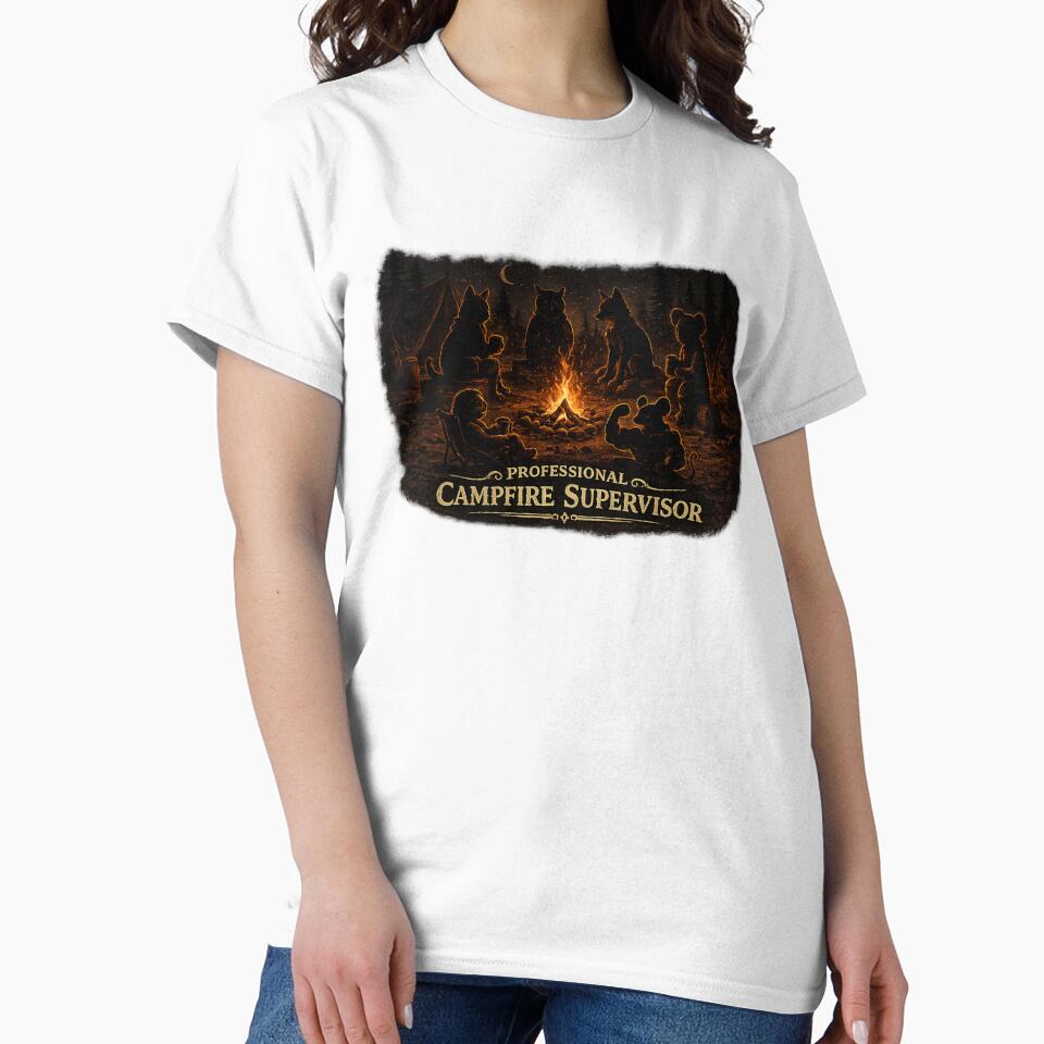 Professional Campfire Supervisor Retro Camping Humor by Claws & Chaos