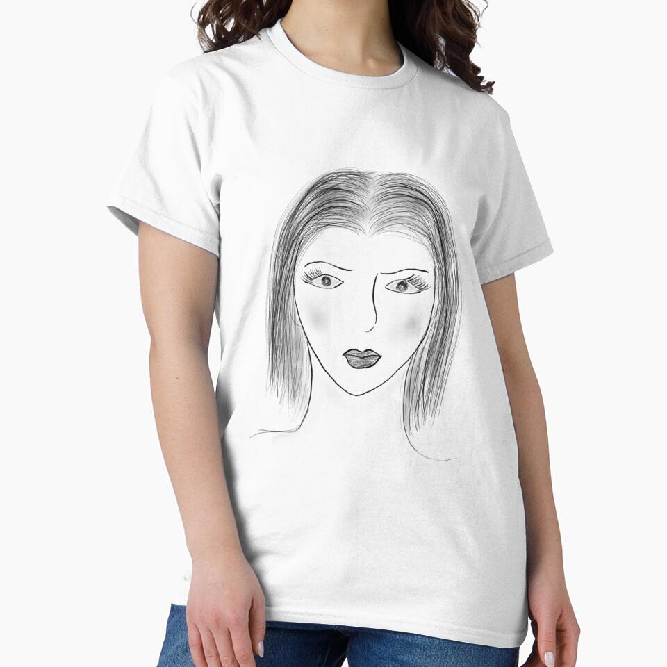 Black and White Woman Face Sketch by AtriumHouse