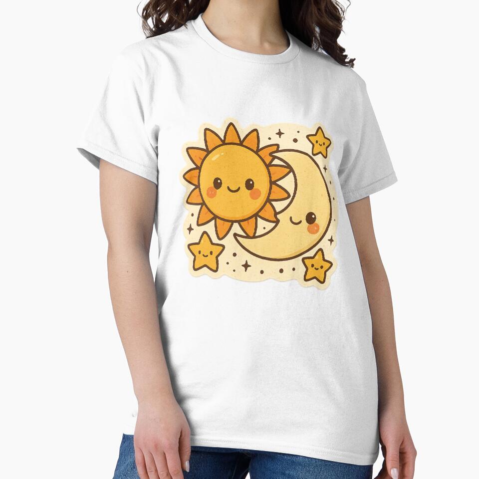 Moon Sun Stars Space Vintage Retro Kawaii Cute Astrology Celestial Hippie Day Night by SamiraArts