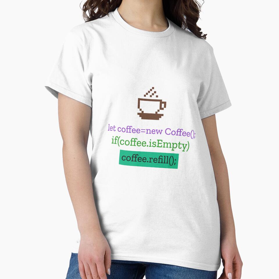 let coffee = new Coffee(); if(coffee.isEmpty) coffee.refill(); – 8-Bit Coffee Mug Design for Programmers by Ani-24