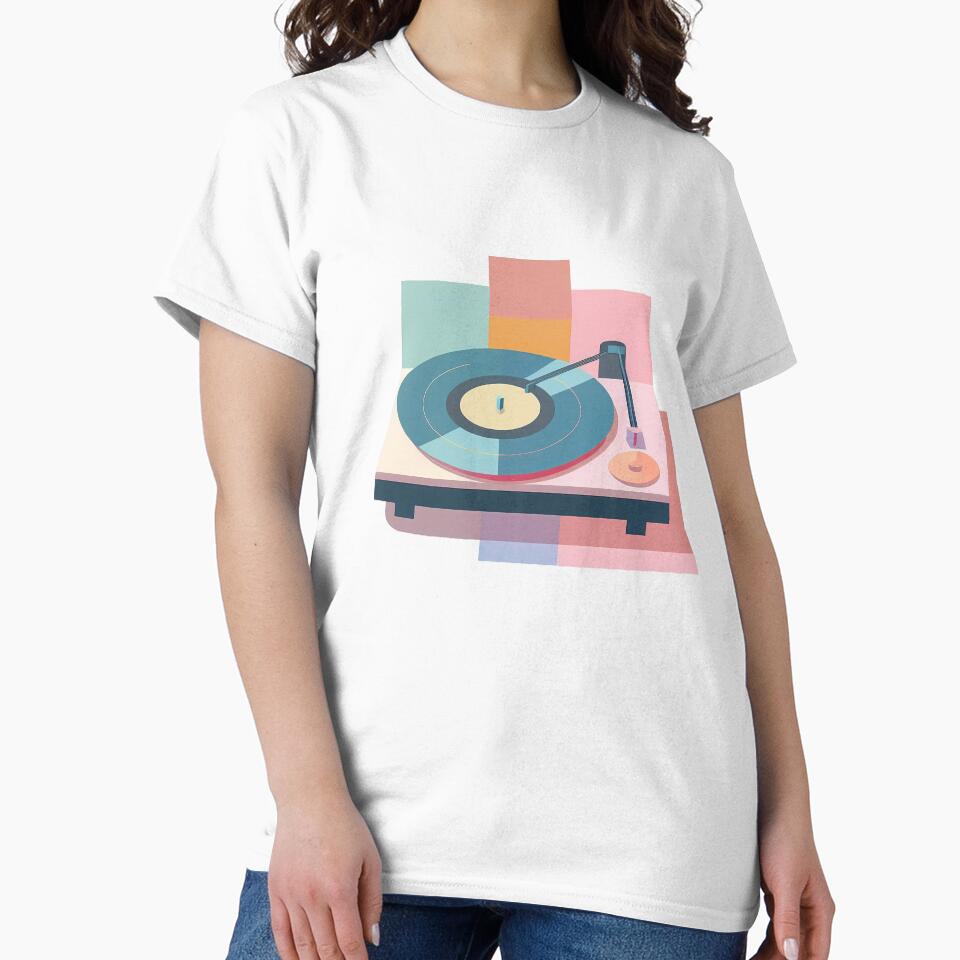 Dj Turntable in Bauhaus Style Art Pastel Colors by OzzFrequency
