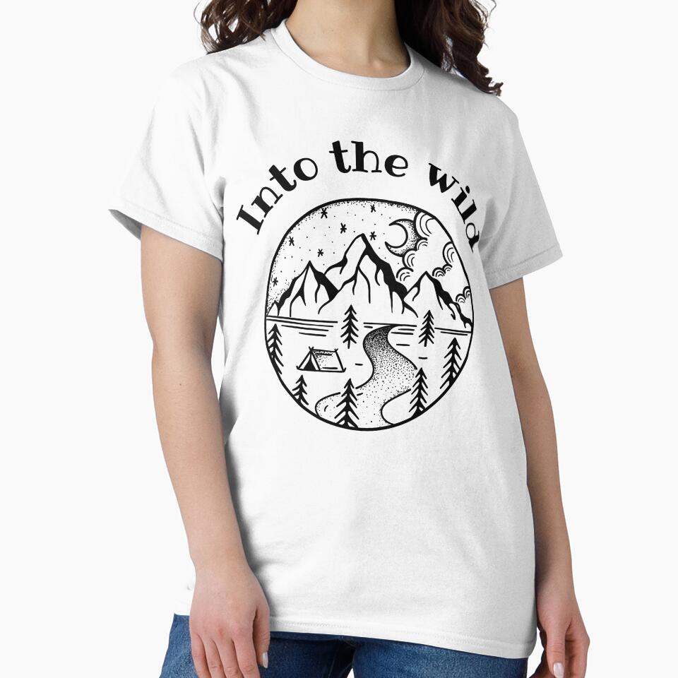 Into the Wild – Mountain Adventure with Nature Slogan by Tenebris Ink