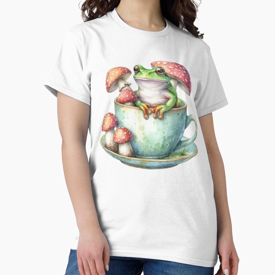 Frog and Amanita Mushrooms in a Mug by JuliaPop