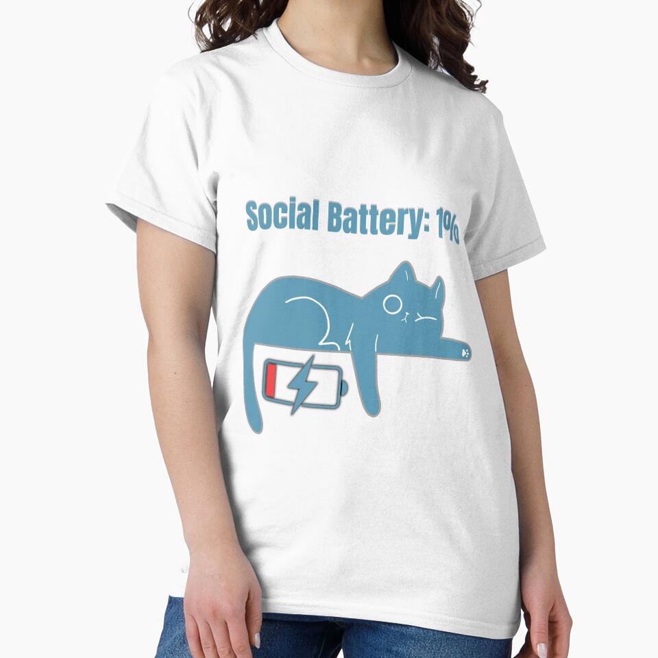 Social Battery 1% Funny Introvert Cat by Talisprojekt