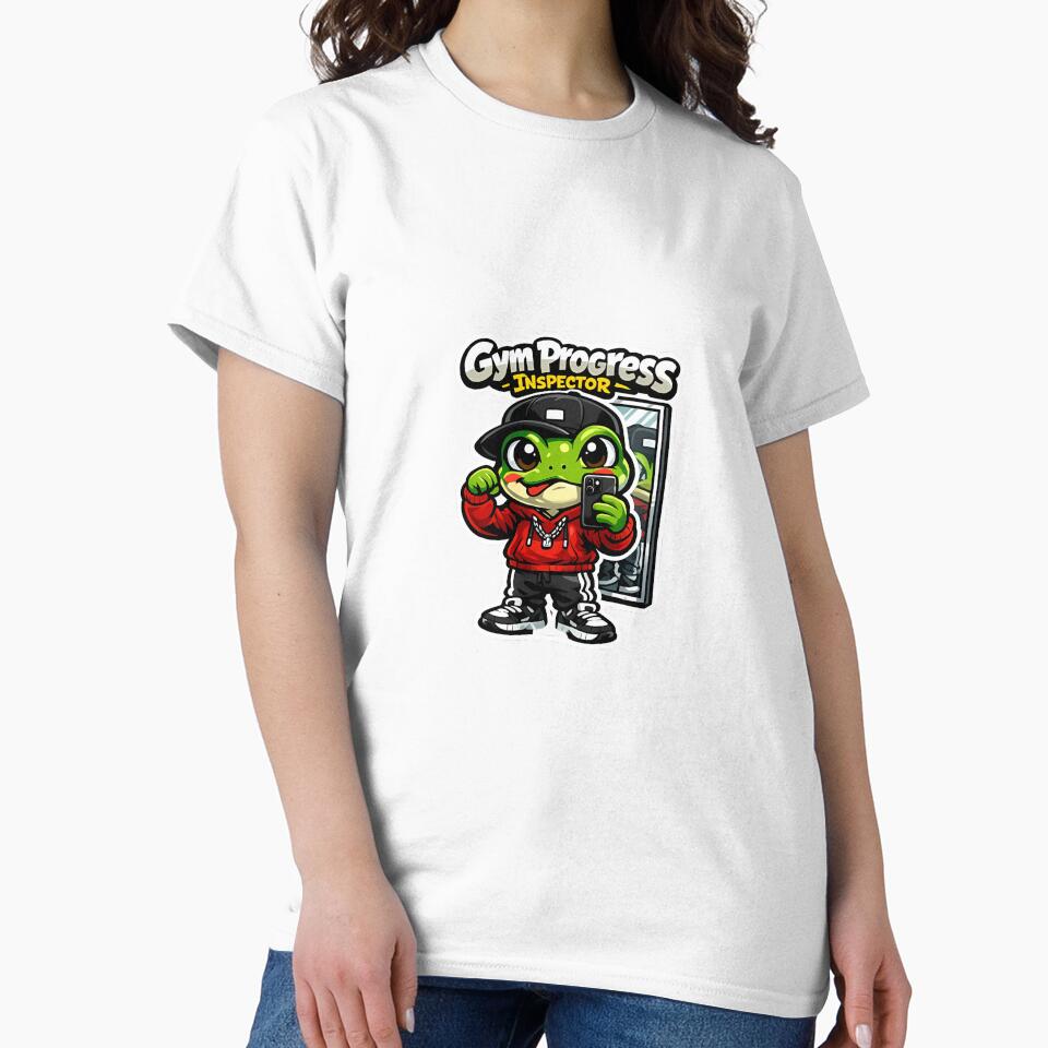 Gym Progress Inspector Frog – Funny Gym Mirror Selfie Design by Aesthicer