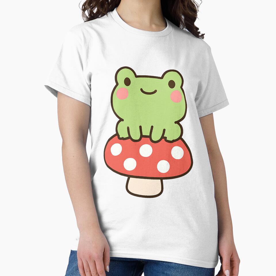 Cute Frog on a Mushroom | Kawaii Frog by stylishdzign